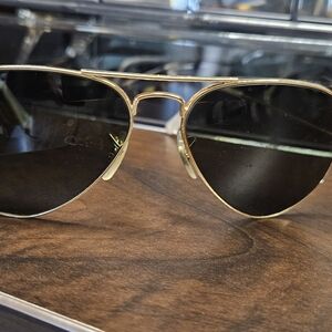 Ray-Ban Gold and Black Aviator Sunglasses
